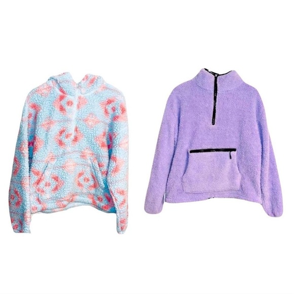 PacSun Sheree Sherpa & No Boundries Purple Sherpa half zip bundle 🩵💜💕 - Picture 3 of 10